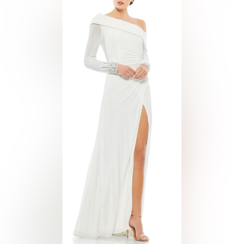 Elegant White Gown with Silver Accents